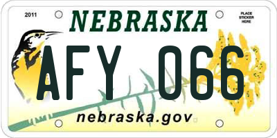 NE license plate AFY066