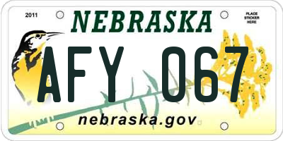 NE license plate AFY067