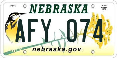 NE license plate AFY074
