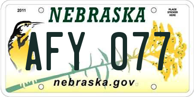 NE license plate AFY077