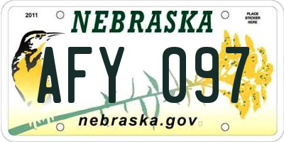 NE license plate AFY097