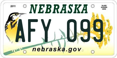 NE license plate AFY099