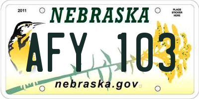 NE license plate AFY103