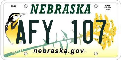 NE license plate AFY107