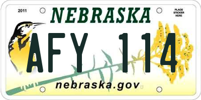 NE license plate AFY114