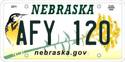 NE license plate AFY120