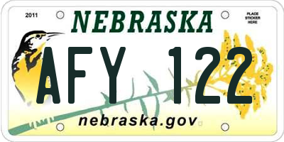 NE license plate AFY122