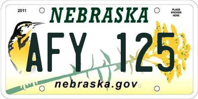 NE license plate AFY125