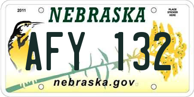NE license plate AFY132