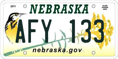 NE license plate AFY133
