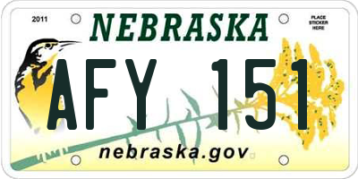 NE license plate AFY151