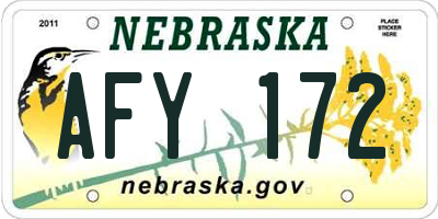 NE license plate AFY172