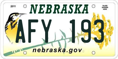 NE license plate AFY193