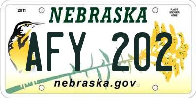 NE license plate AFY202