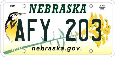 NE license plate AFY203
