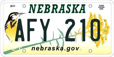 NE license plate AFY210