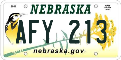 NE license plate AFY213