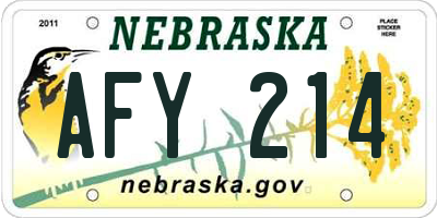 NE license plate AFY214