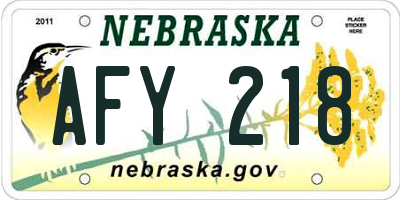 NE license plate AFY218