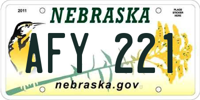 NE license plate AFY221