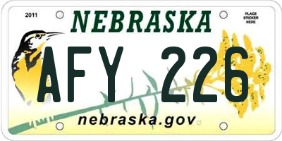 NE license plate AFY226