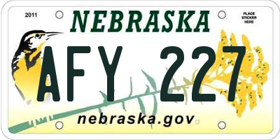 NE license plate AFY227