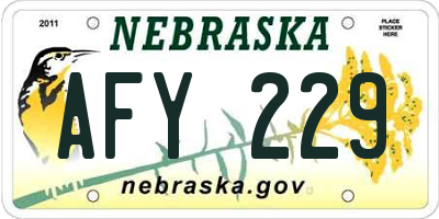 NE license plate AFY229