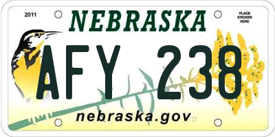 NE license plate AFY238