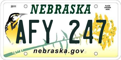 NE license plate AFY247
