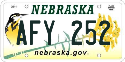 NE license plate AFY252