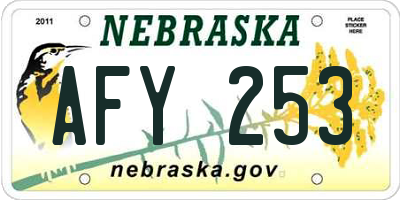 NE license plate AFY253