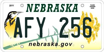 NE license plate AFY256