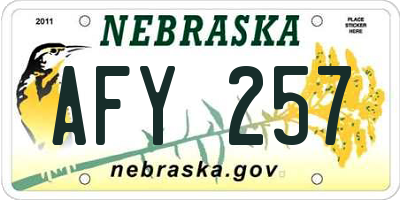 NE license plate AFY257