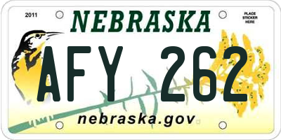 NE license plate AFY262