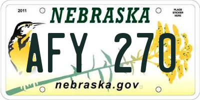 NE license plate AFY270