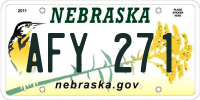 NE license plate AFY271