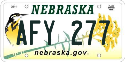 NE license plate AFY277
