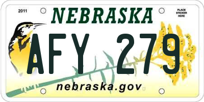 NE license plate AFY279