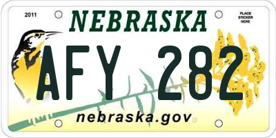 NE license plate AFY282