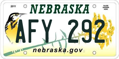 NE license plate AFY292