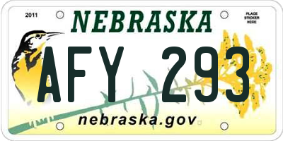 NE license plate AFY293