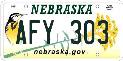 NE license plate AFY303