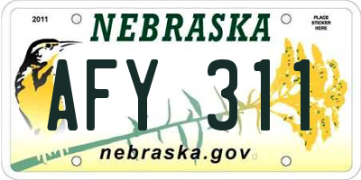 NE license plate AFY311