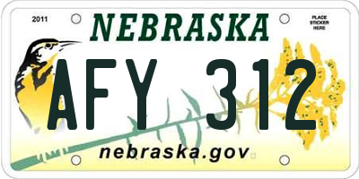 NE license plate AFY312