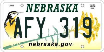 NE license plate AFY319