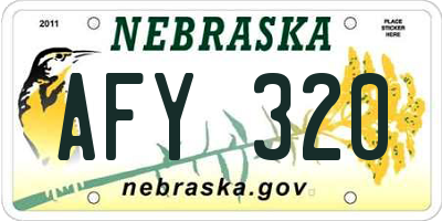 NE license plate AFY320