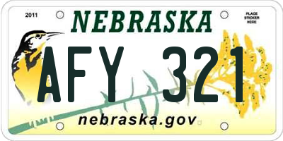 NE license plate AFY321