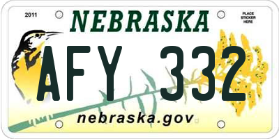 NE license plate AFY332
