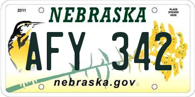 NE license plate AFY342