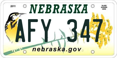 NE license plate AFY347